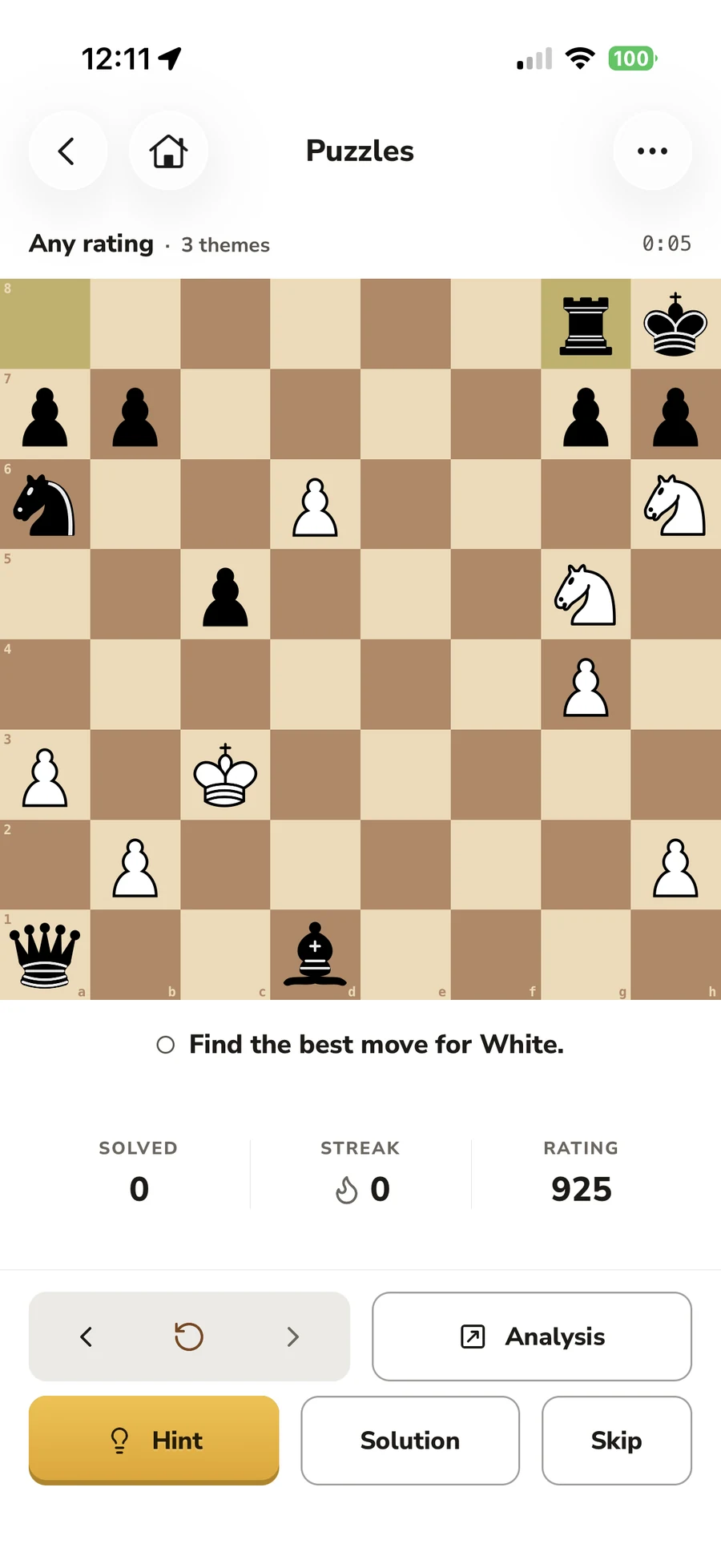 Unlimited puzzles in the Chess411 app